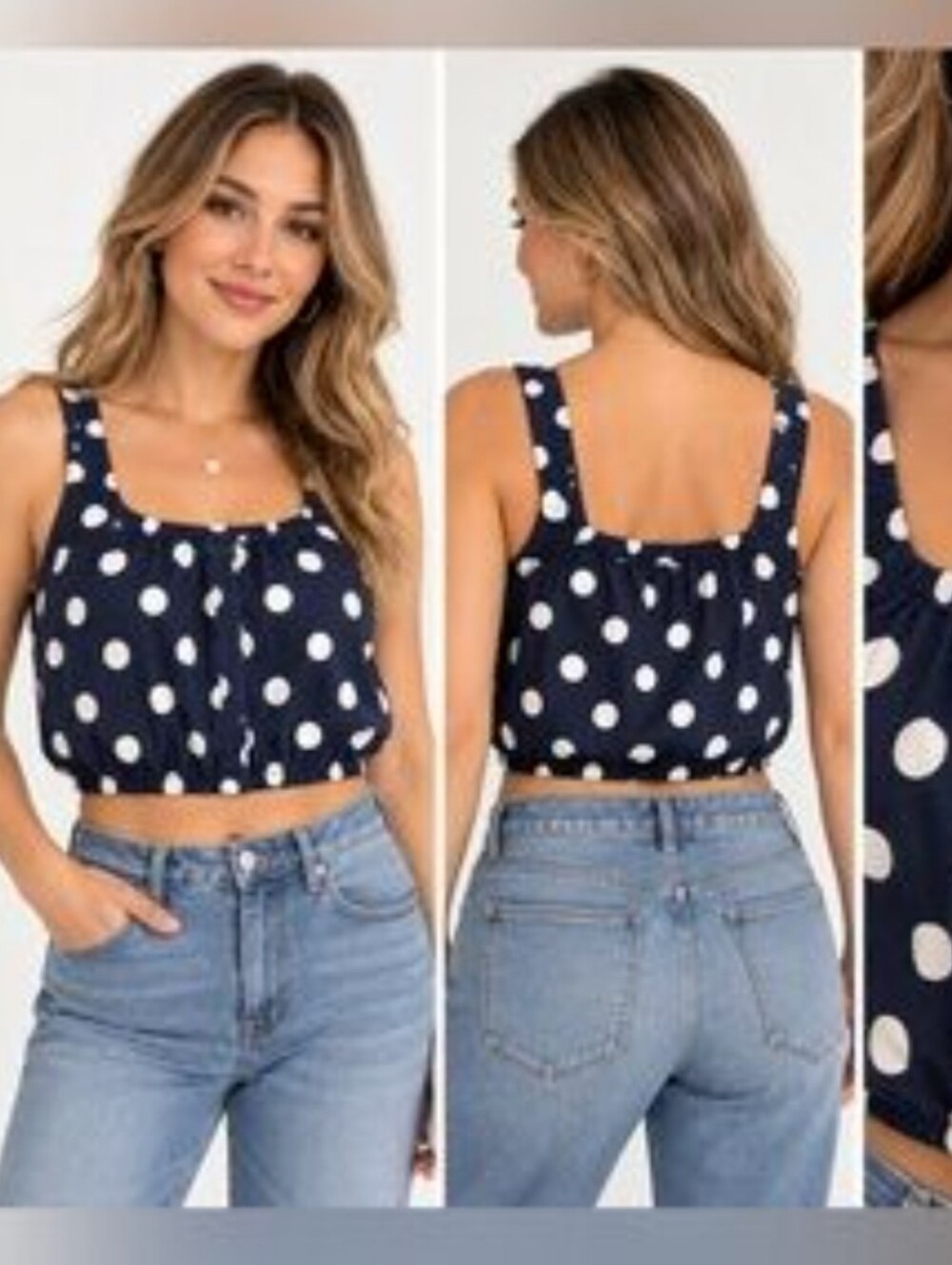 NWT A New Day Button Front Polka Dot Tank- Medium